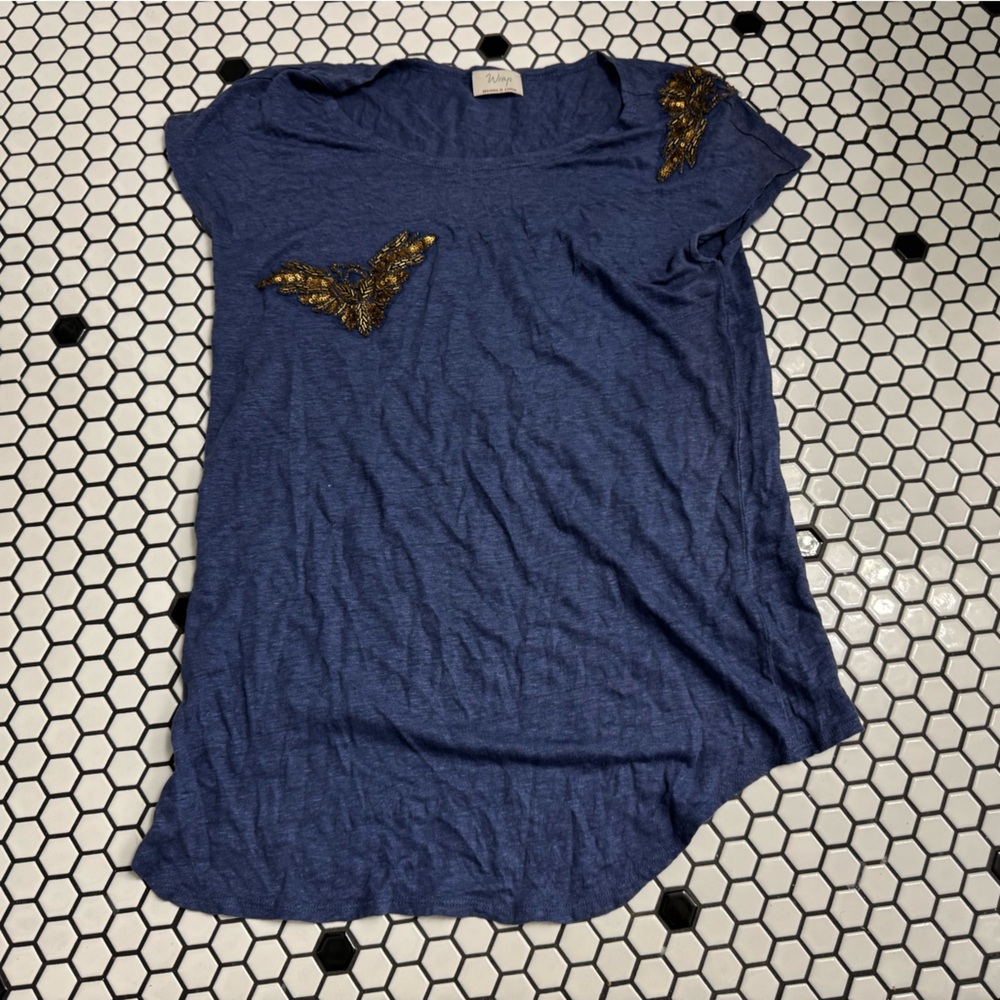 Wrap London  linen Top with Gold Accent size London 8 or small